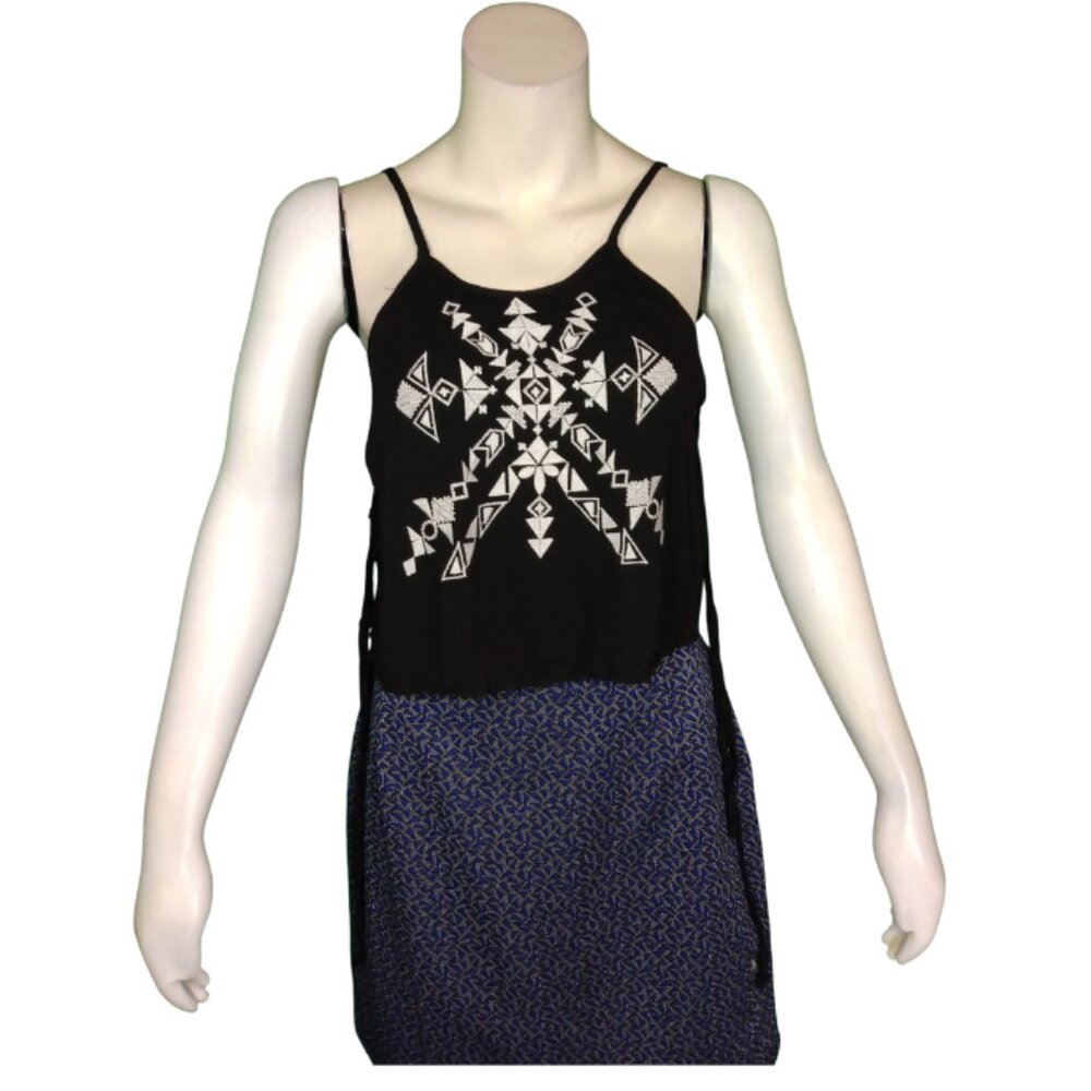 Black Embroidered Tank Top